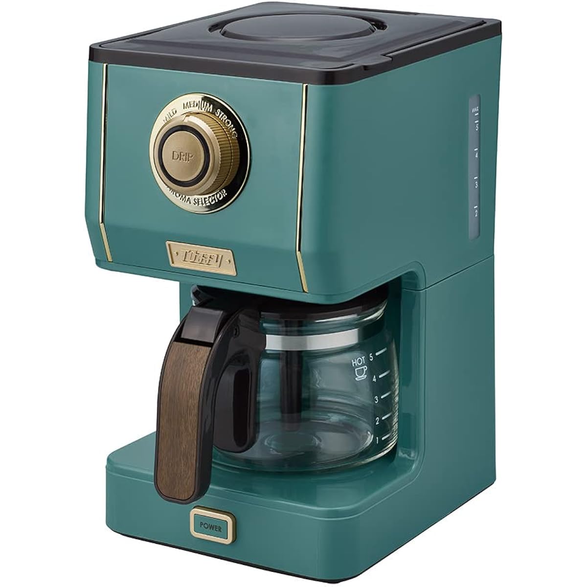 [Toffy] Aroma Drip Coffee Maker K-CM5 (Slate Green) Drip Type Steaming Function Automatic Warming Function Glass Pot with Mesh Filter Retro Stylish K-CM5-SG