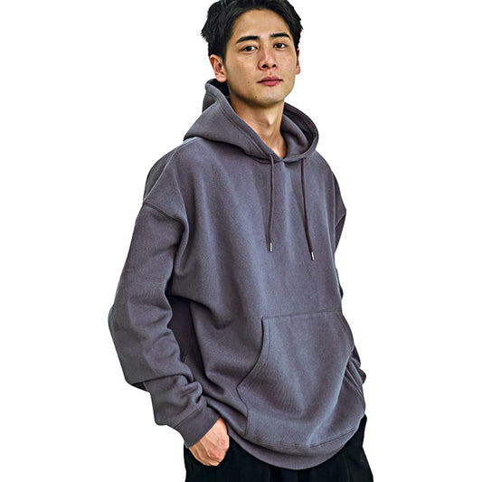 Cavalier CAJP19-12 Men's Unisex Pullover Parka Sweatshirt Big Silhouette Plain Brushed Lining