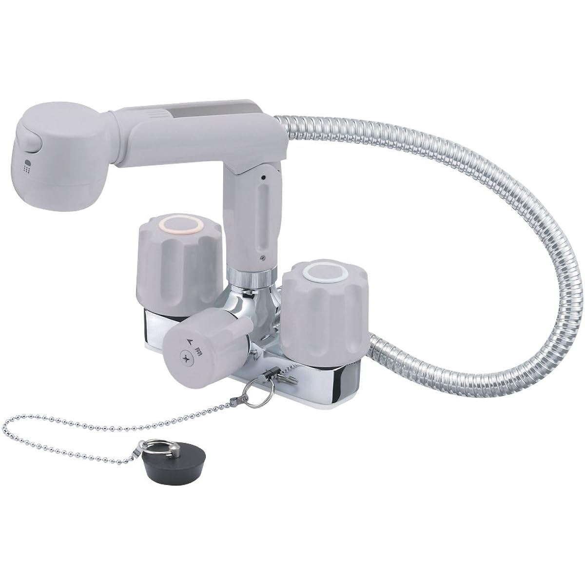 Sanei faucet fittings [K3104VR-LH] Two-valve spray mixer faucet with rubber stopper (for hair washing)