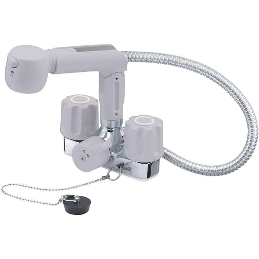 Sanei faucet fittings [K3104VR-LH] Two-valve spray mixer faucet with rubber stopper (for hair washing)
