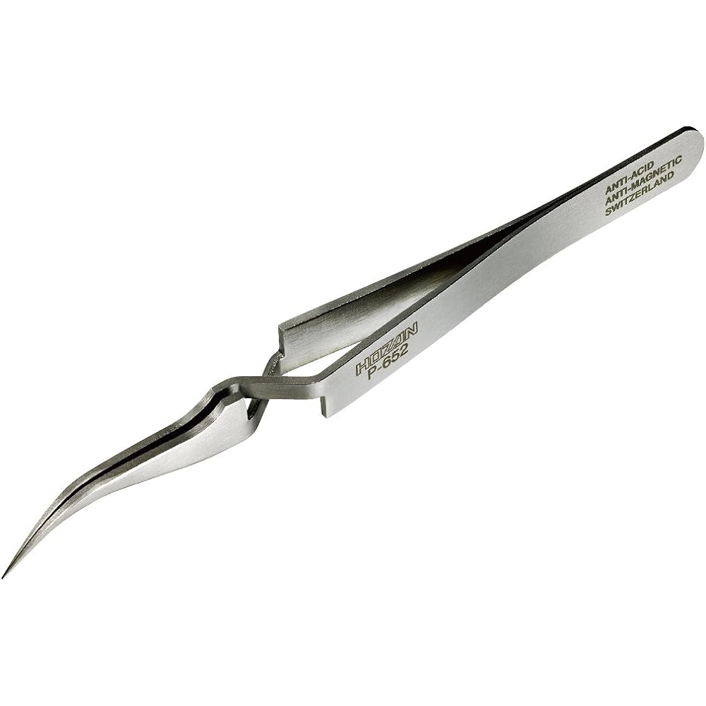 HOZAN Reverse Action Tweezers Total Length 115mm Tip Width 0.2mm Maximum Opening Width 15mm Weight 13g P-652