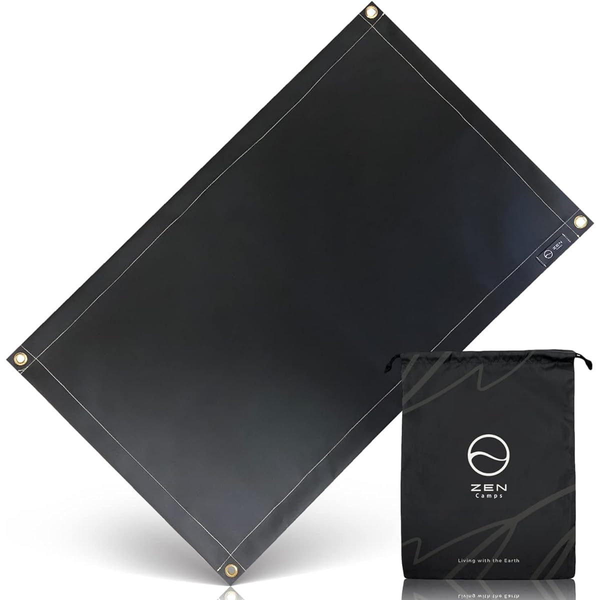 ZEN Camps Bonfire Sheet, Sputter Sheet, Bonfire Stand Sheet, Non-Stinging Silicone, Black, Fireproof, Heat Resistant, Flame Retardant, Fireproof Sheet, Camping Lawn Protection [Japanese Brand]