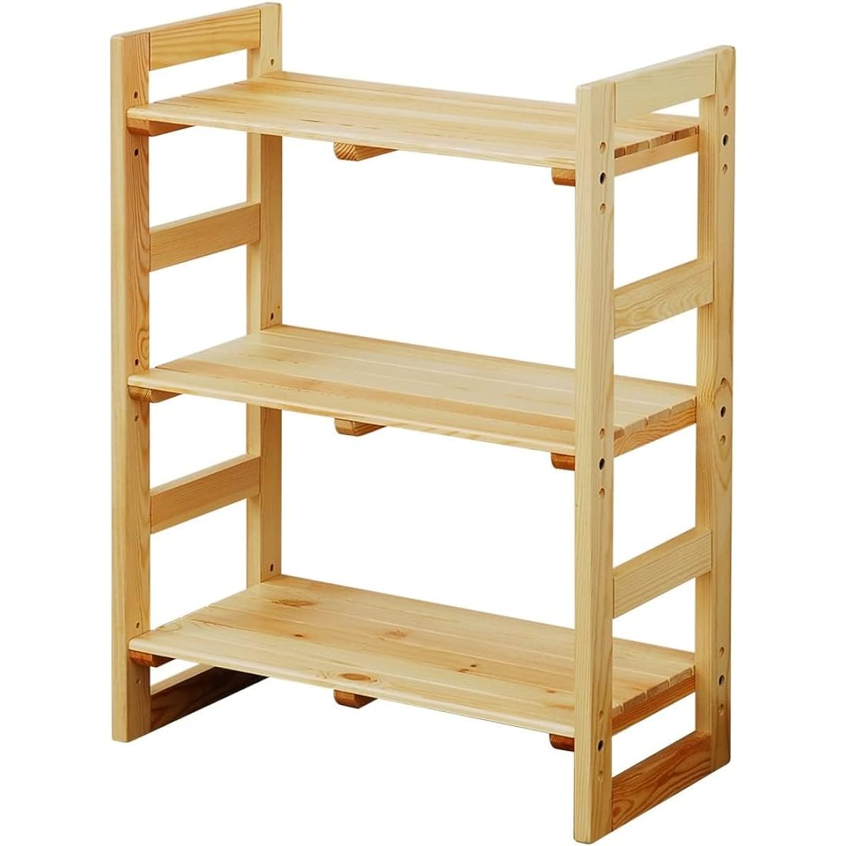 Yamazen Wood Rack Width 60 x Depth 30 x Height 80cm 3 Tiers Wooden Shelf Height Adjustable Assembly Product (Tools Included) Natural SPR-8060(NA)