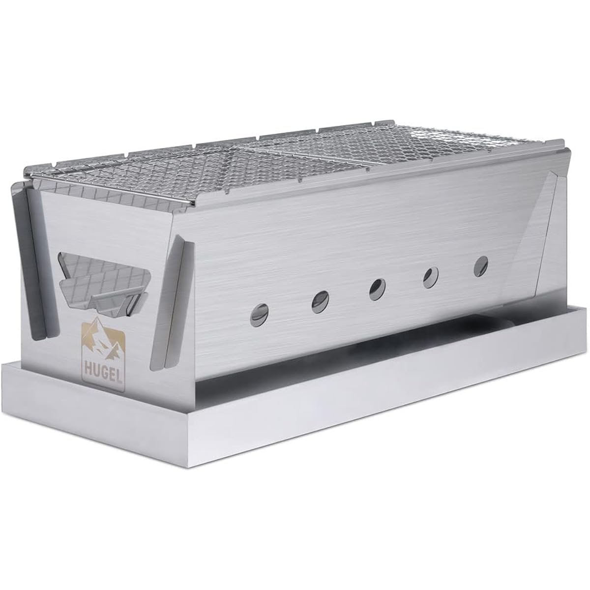 IRIS OHYAMA Compact BBQ Stove Stainless Steel Folding Stove 3-in-1 Cooking Grate and Storage Bag Included Tabletop CBBQ-500 Silver