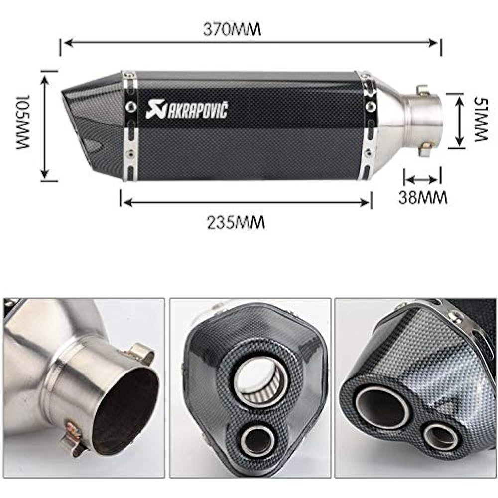 Slip-on Muffler, Bike Silencer, 1.5 inches (38 mm), 2 inches (50.8 mm), Universal