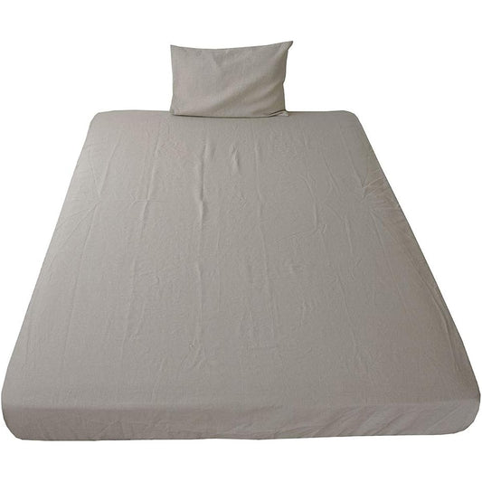 Single Size Linen Flat Sheet + Pillow Case 2 Piece Set for Bedding Made in Japan Hemp 100% Linen [Lino] (BE/Beige)
