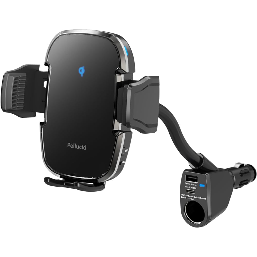 Pellucid Car Supplies Smartphone Holder Automatic Open/Close Accessory Power Socket Insertion Fixed Type PPH2303 Pellucid
