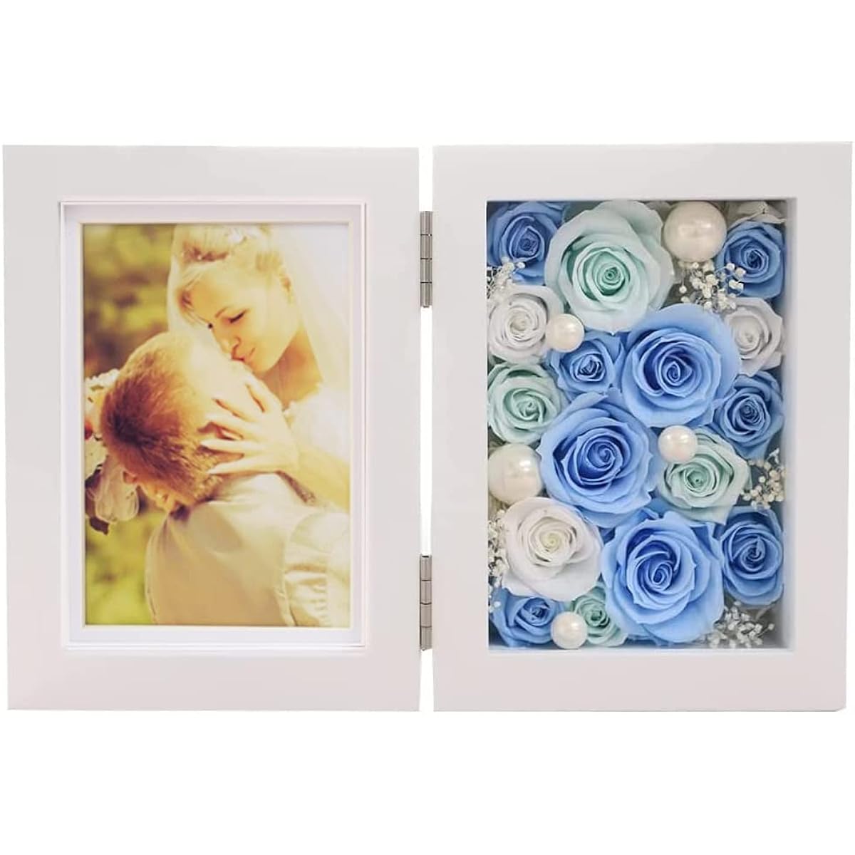Preserved Flower IPFA Photo Frame Vertical Premium (Light Blue) Photo Frame Gift Retirement Gift Wedding Gift Wedding Anniversary Birthday 60th Birthday 60th Birthday Koki Kiju Kasaju Rice Life Graduation Life Hakuju