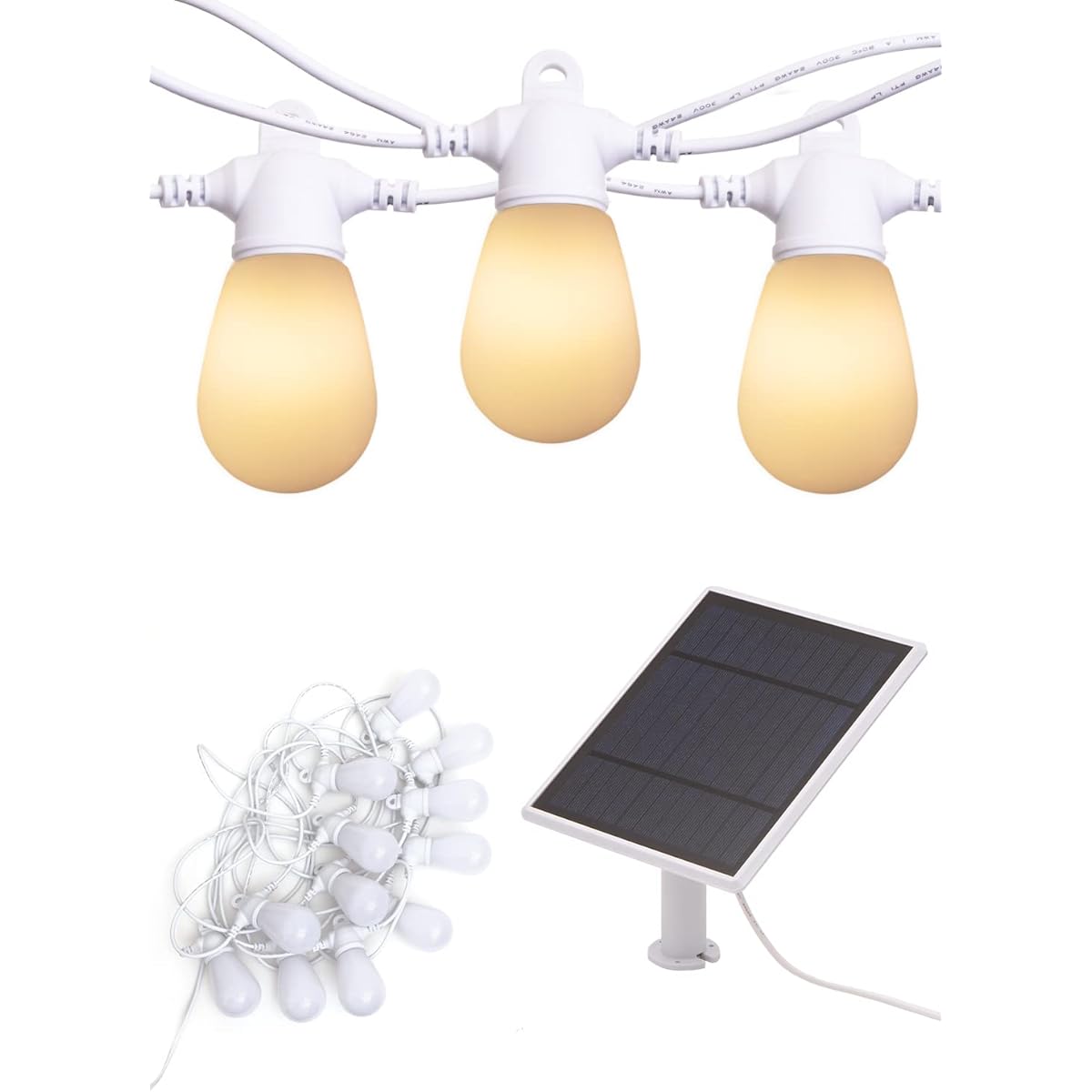 CEREZA Solar String Light White 7.5m 12 bulbs LED Light Bulb Color Unbreakable Waterproof Outdoor Domestic Inspection