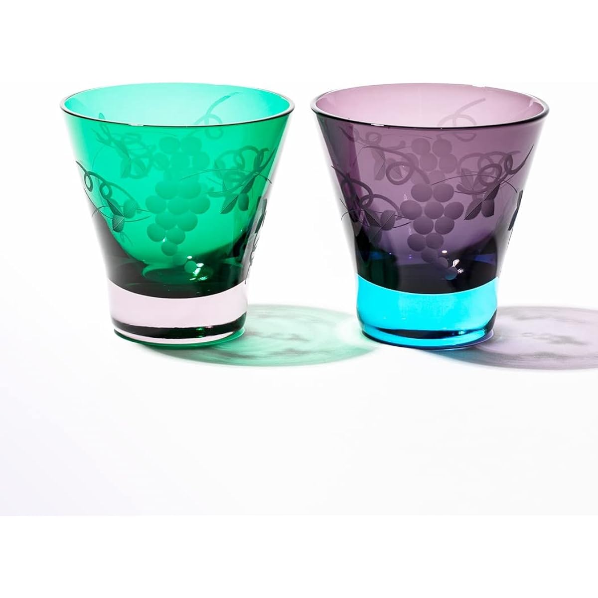 [Taimuro Kobo Official] Edo Kiriko Grape Crest Old Glass Pair (Green/Edo Purple) TB30679/35679 Comes in a gift box Made in Japan