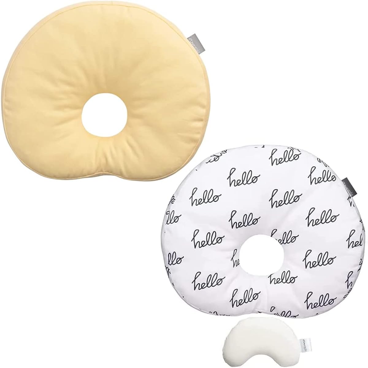 ESMERALDA Insert Donut Pillow Baby Pillow Cotton Made in Japan Washable Set of 2 (Citron, Hello)