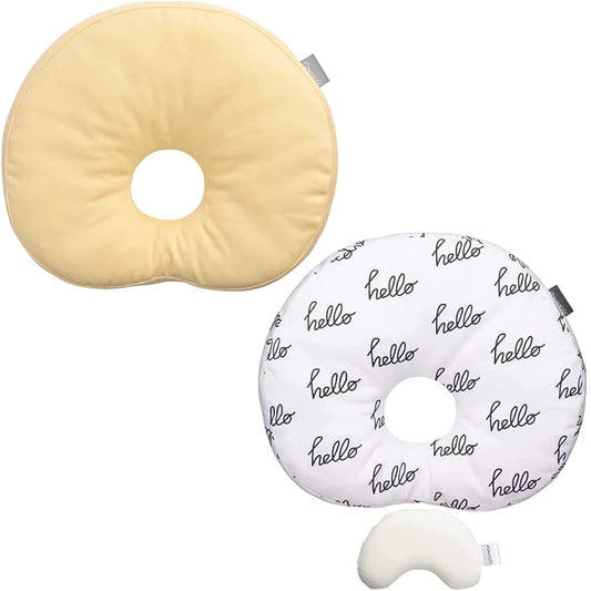 ESMERALDA Insert Donut Pillow Baby Pillow Cotton Made in Japan Washable Set of 2 (Citron, Hello)