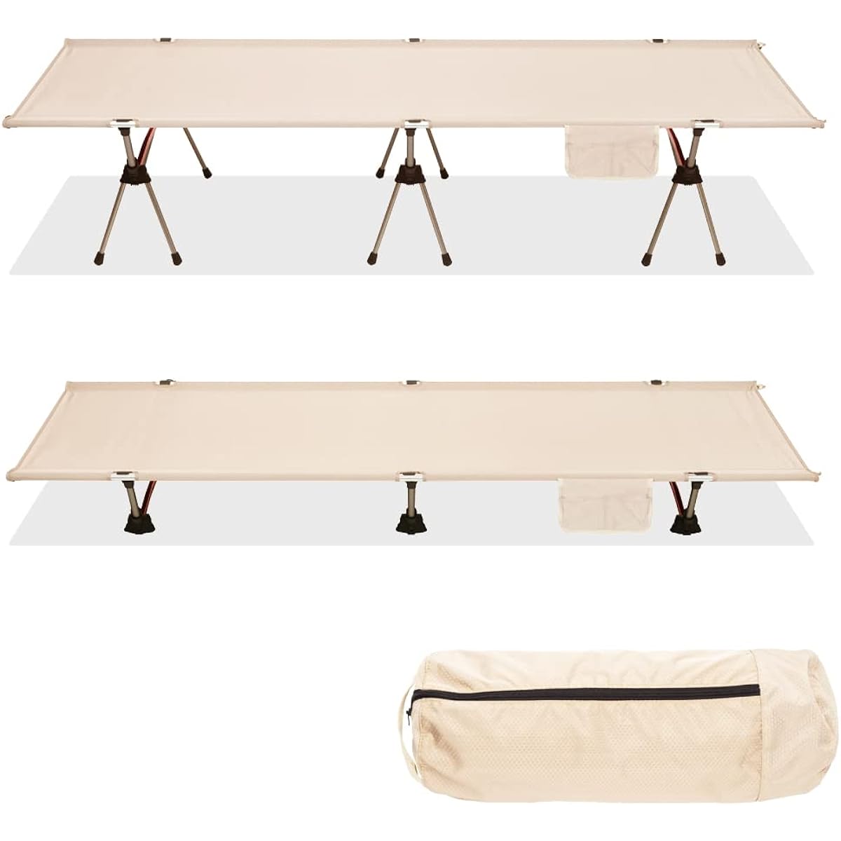 AWESOME'S Cot Load Capacity 250kg Folding Compact Solo Camping Beige Mesh Quiet Easy Legs