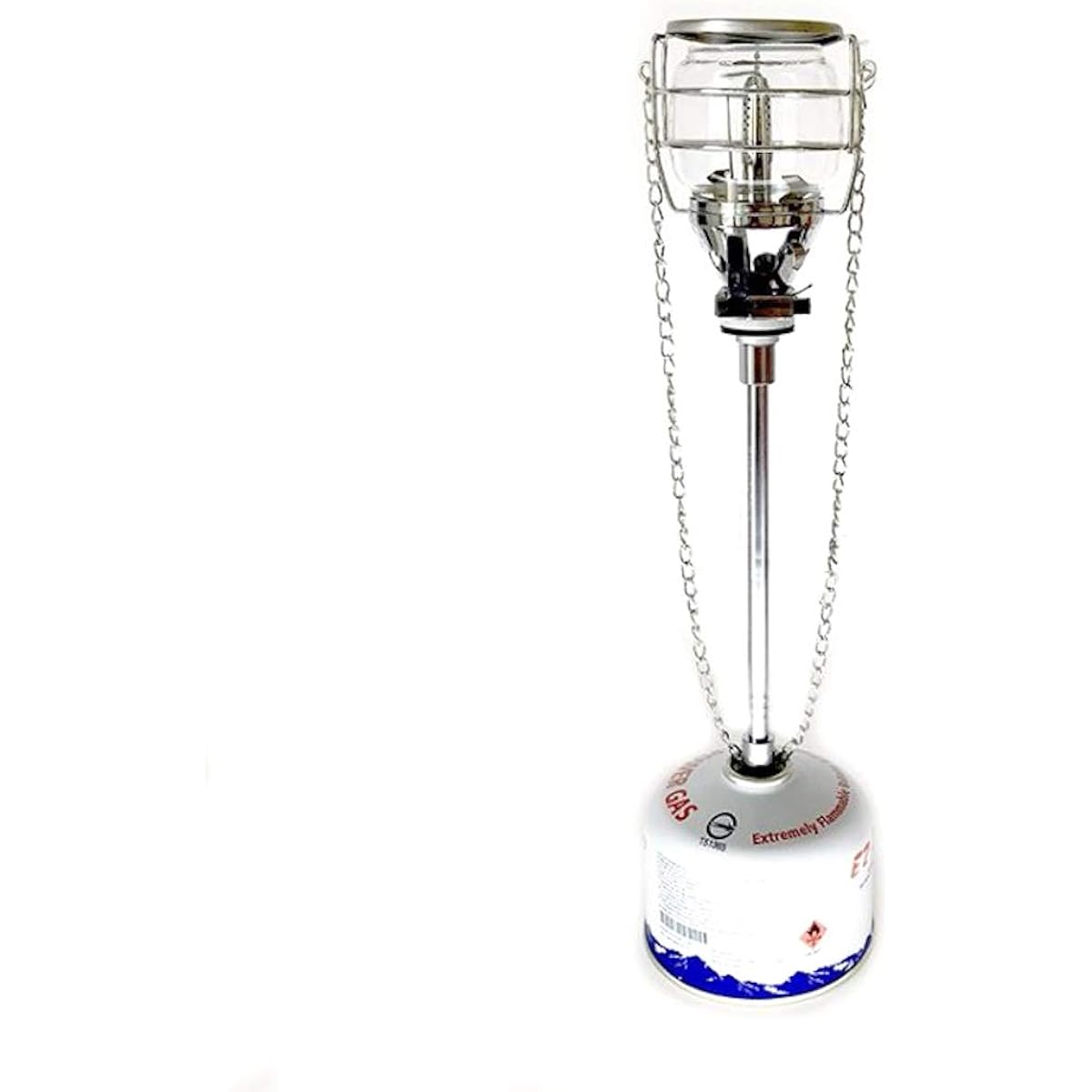 CAMPING MOON Portable Gas Lantern Mini Gas Lantern MINI GAS LANTEM Comes with 2 mantles Comes with an adapter for CB cans (can also be used for OD cans and CB cans) Comes with an extension hose holder pole Comes with a piezoelectric igniter Comes with a