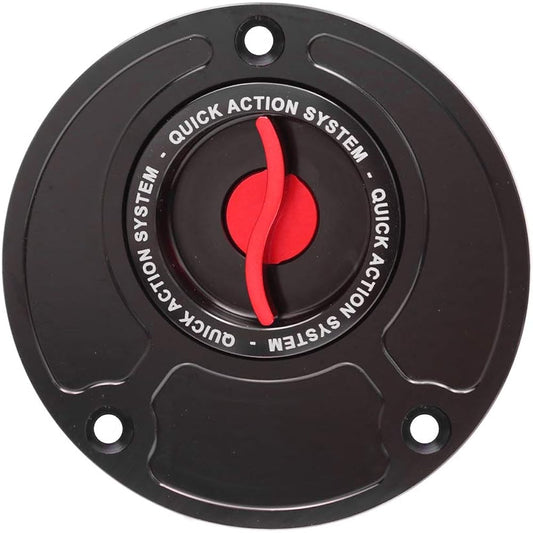 Autobahn88 Motorcycle Fuel Tank Cap Keyless Quick Lock/Release Kawasaki ZX10R 2006-2013 (Wave Style) (Body Handle Cap = Black-Red-Black)