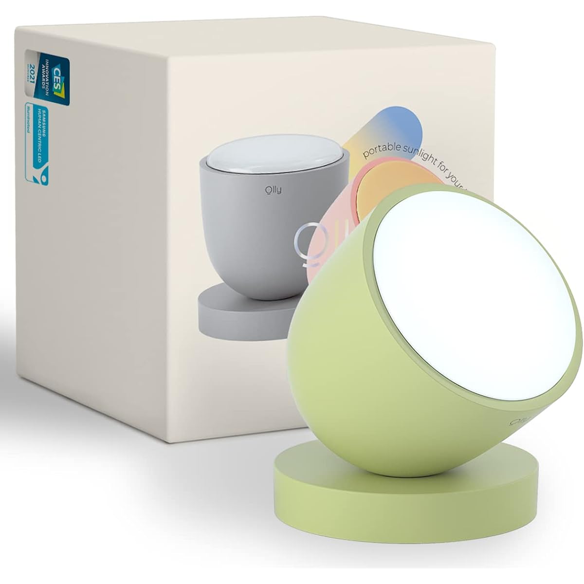 Ollie Light Therapy Lamp Ollie Day UV Free Rechargeable Portable 2 Level Brightness Mode 25 Minute Automatic Timer Function (Mellow Lime)