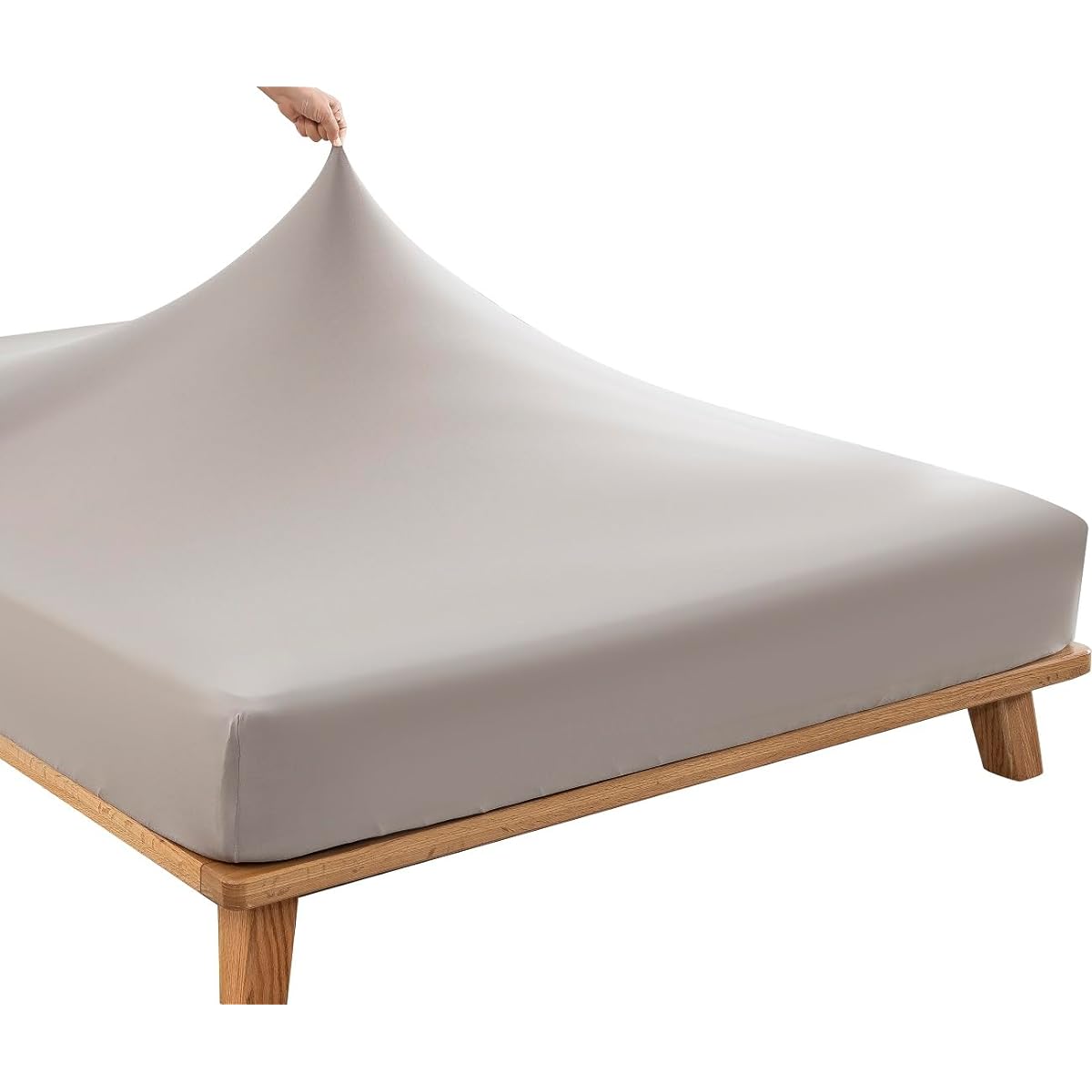 Nobinobi Sheets Family Long and Short Stretch Sheets Stretchy Fitted Sheets Soft Knit Fitted Sheets Thin Thick Bed Sheets Stretchable Mattress Cover Bedspread Futon Sheets Plain All Seasons Greige