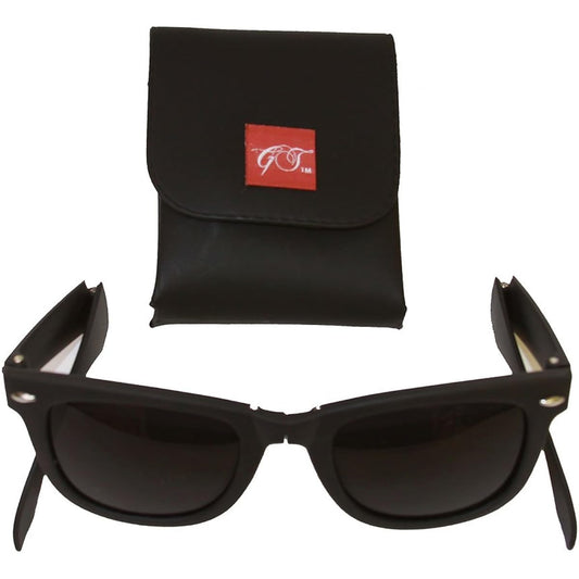 Gravity Shades Foldable Matte Black Sunglasses + GT Case Free Size