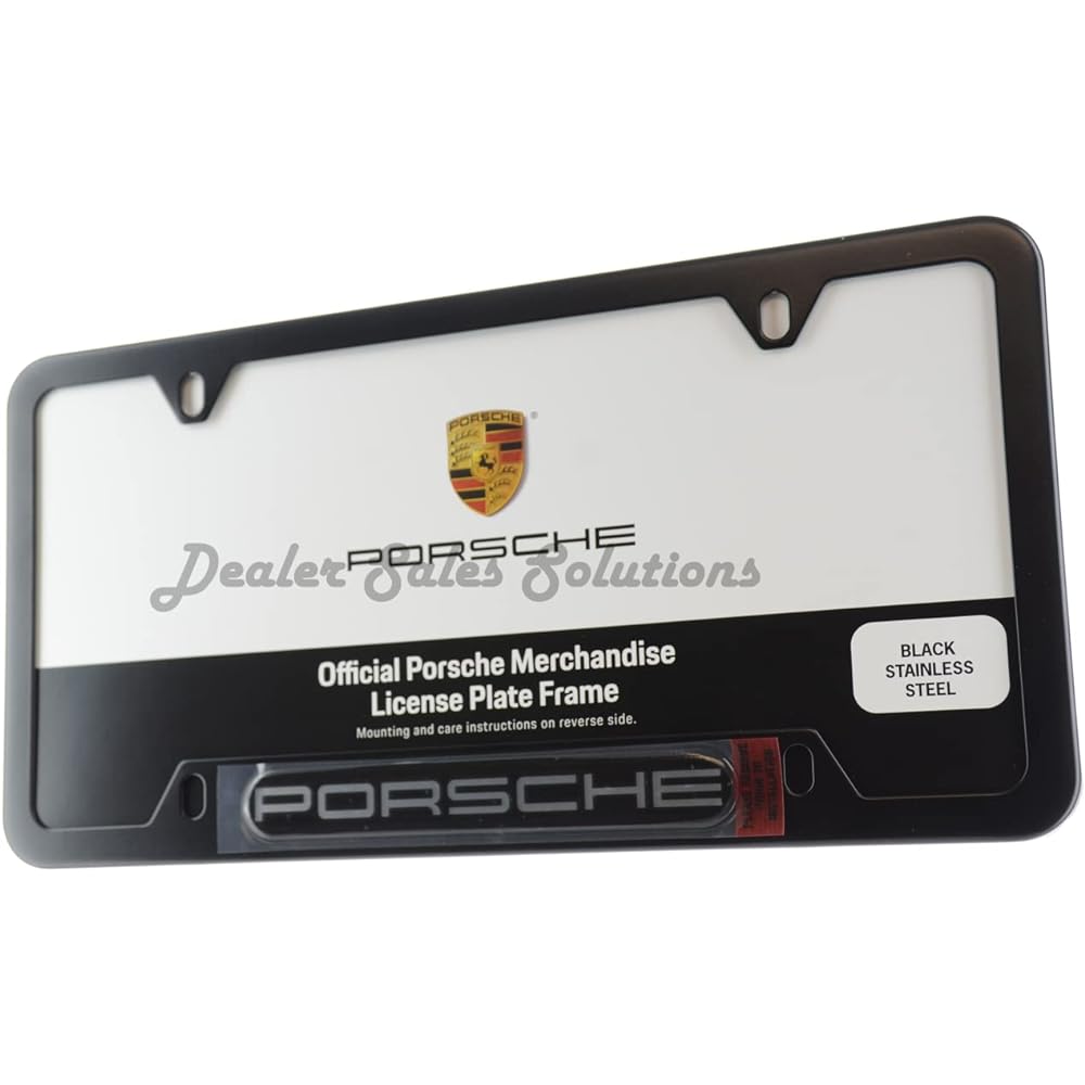 Genuine Porsche OEM Stainless Steel Name Plate License Frame -Mat Black Finish