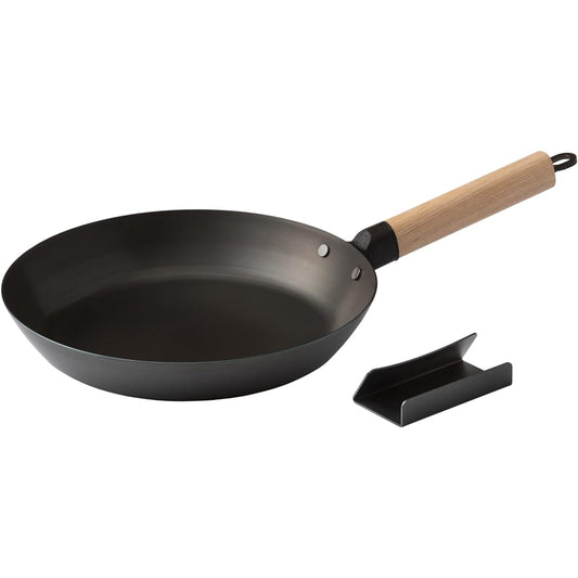 Like-it Oven-safe iron frying pan 26cm, IH gas fire compatible, removable handle, pre-oiled, storage stand included, vertical frying pan stand, sauté pan, made of iron, with manufacturer's warranty, made in Japan
