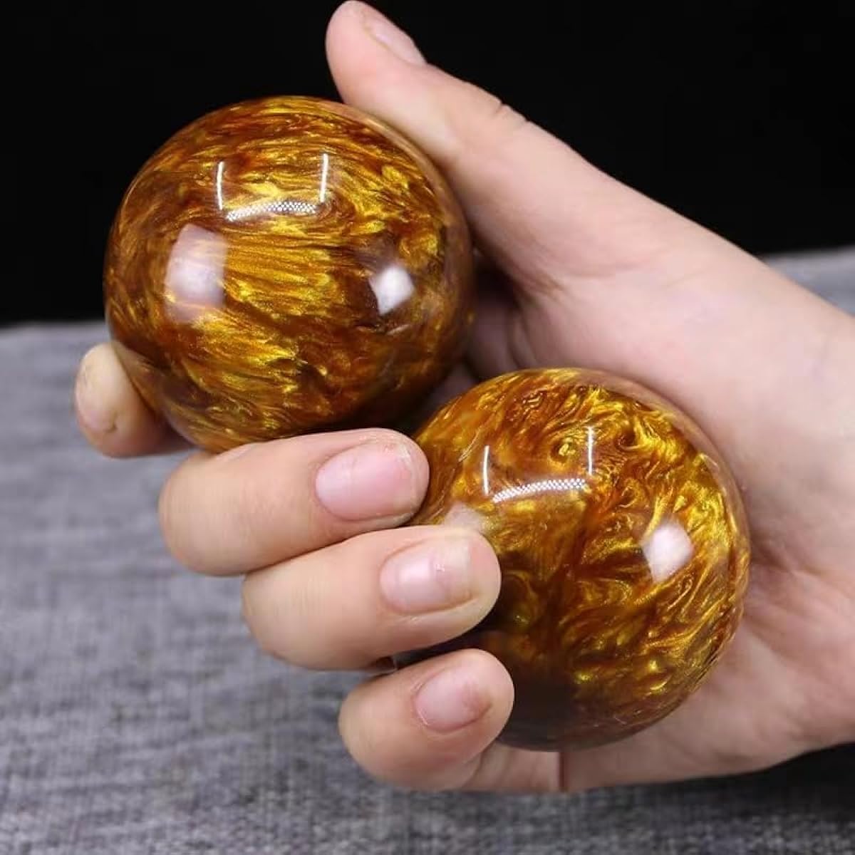 Feng Shui Goods Health Ball Health Ball Ball Black Gray Stress Training Equipment Hand Function Recovery 2 Pieces