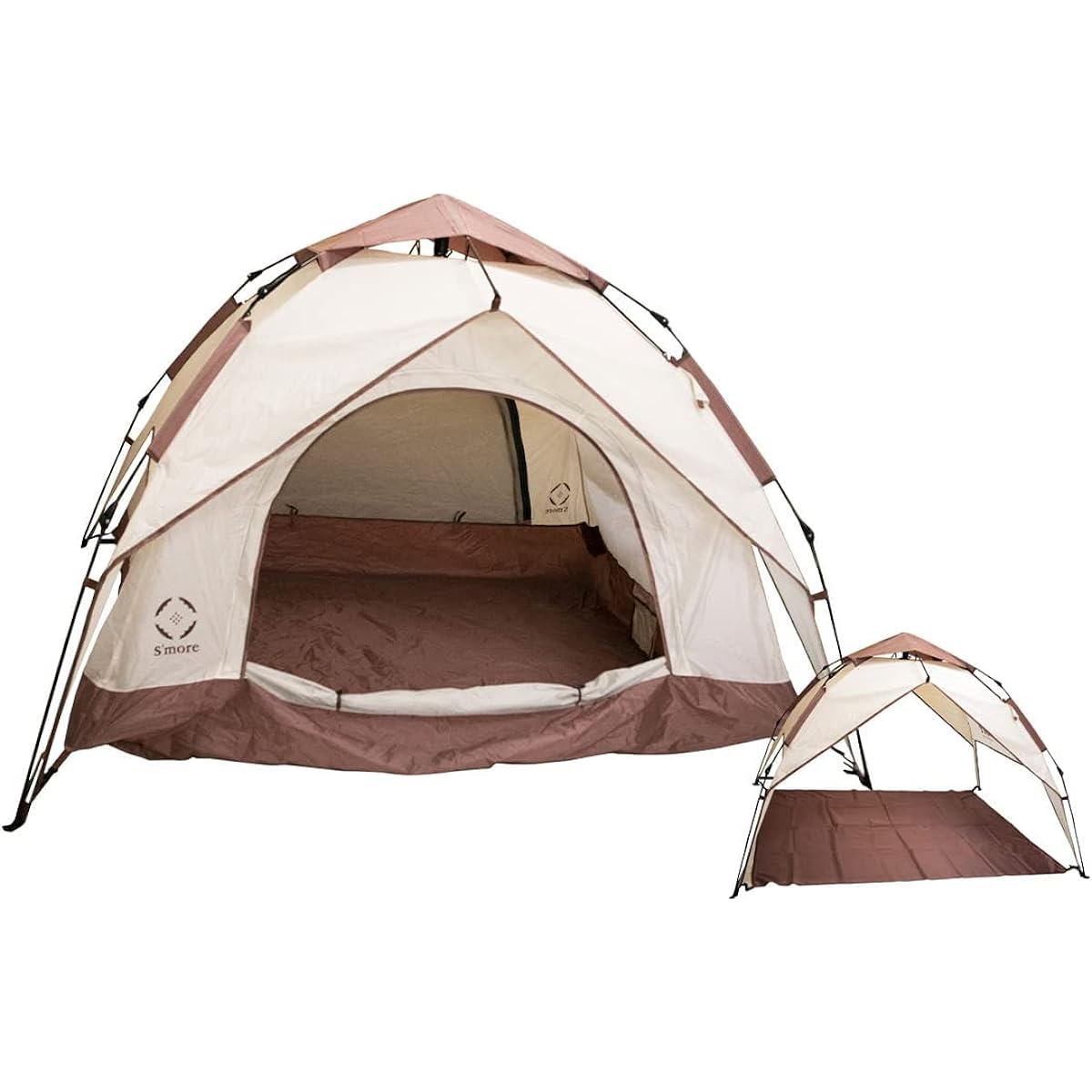 S'more Tirami One Touch Tent Full Close Pop Up Tent One Touch Stylish Dome Tent UV Protection UPF30+ (Cookie Beige UPF50+)
