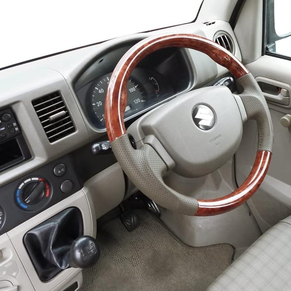 17641 Every Wagon DA64W Gun Grip Steering Beige Leather Brown Grain