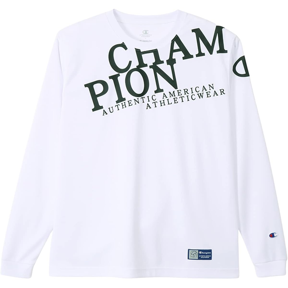 Champion C3-YV411 Men's T-Shirt, Long Sleeve, Round Neck, Antibacterial and Odor Resistant, Quick Drying, One Point Logo, Long Sleeve T-Shirt, Volleyball