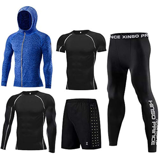 [kojo] Compression Wear Set Sportswear Men's Top and Bottom Set Training Running Gym Fitness Sweat Absorbent Quick Drying