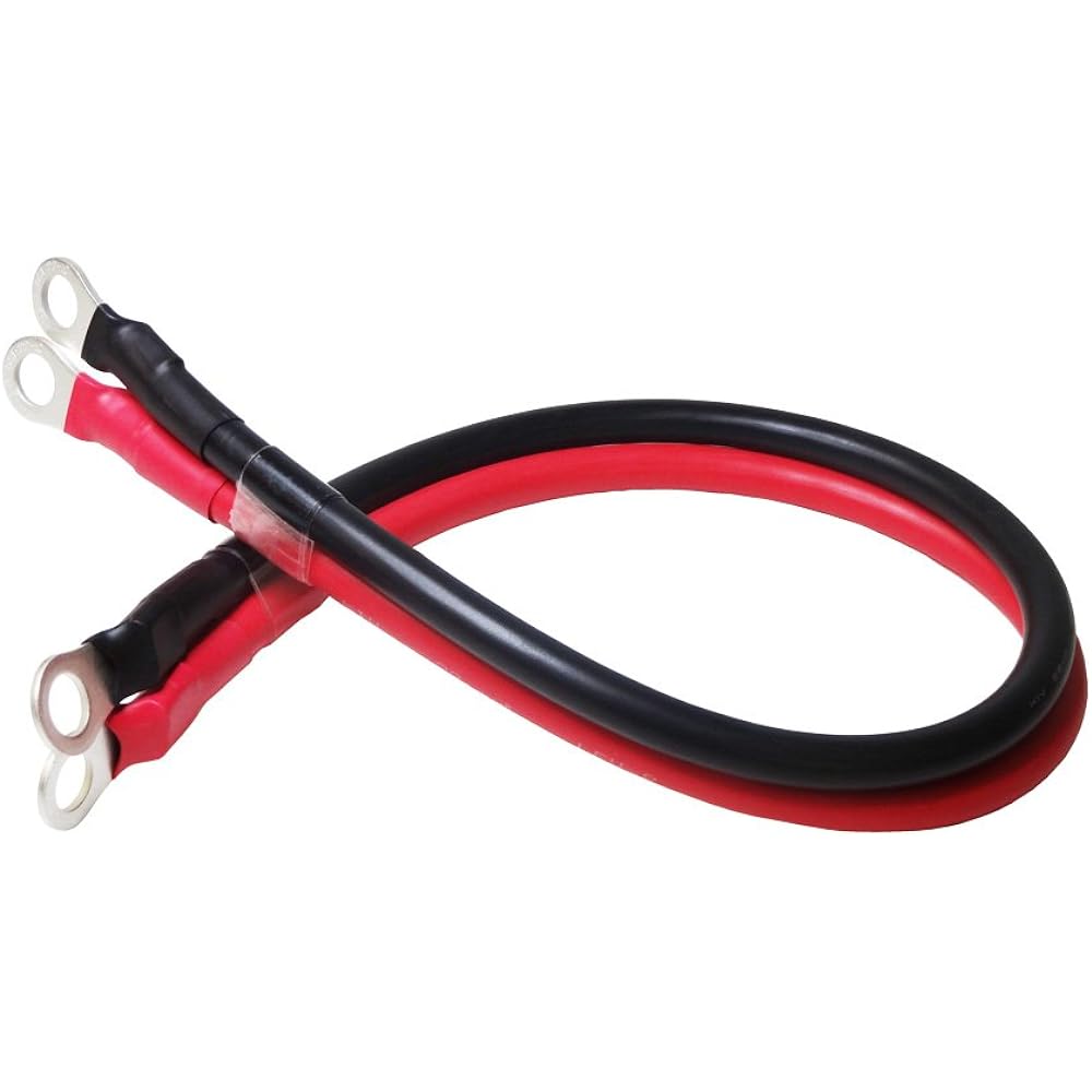ONE GAIN Parallel cable for battery expansion Vinyl insulated wire/KIV wire cable for electrical equipment 22SQ KIV (0.5m red and black set) + round crimp terminal (R22-10) x 4 HEIRETSU-KIV-22SQ