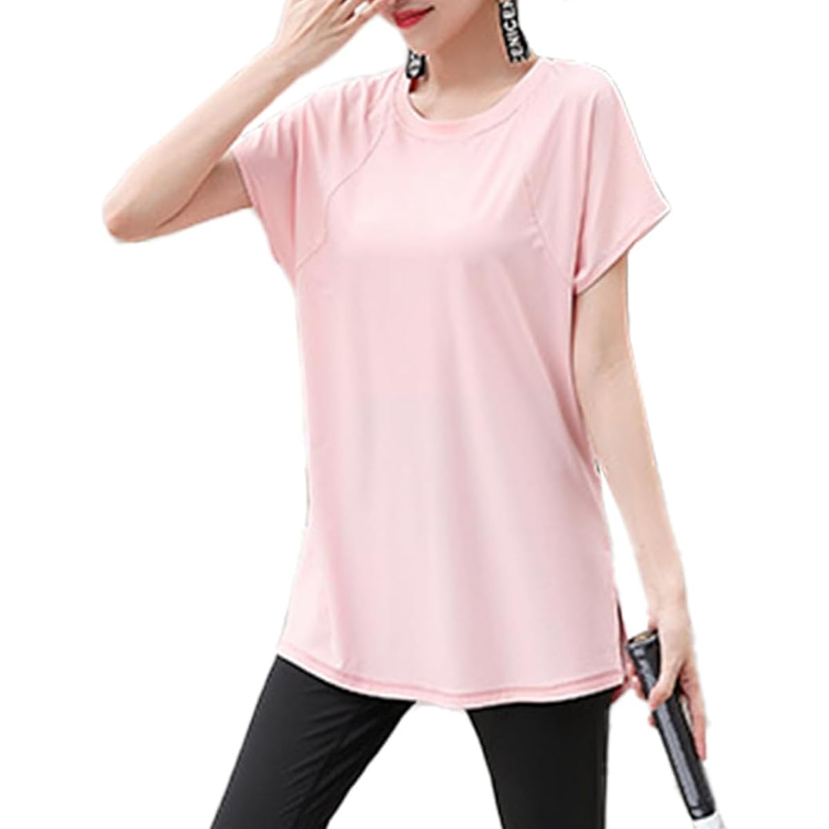 [DAYCLOSET] Yoga Wear Tops, Yoga T-Shirt, Women's, Short Sleeve, Body Covering, Quick Drying, Thin, Long Length, Stretchy, Loose yoga125