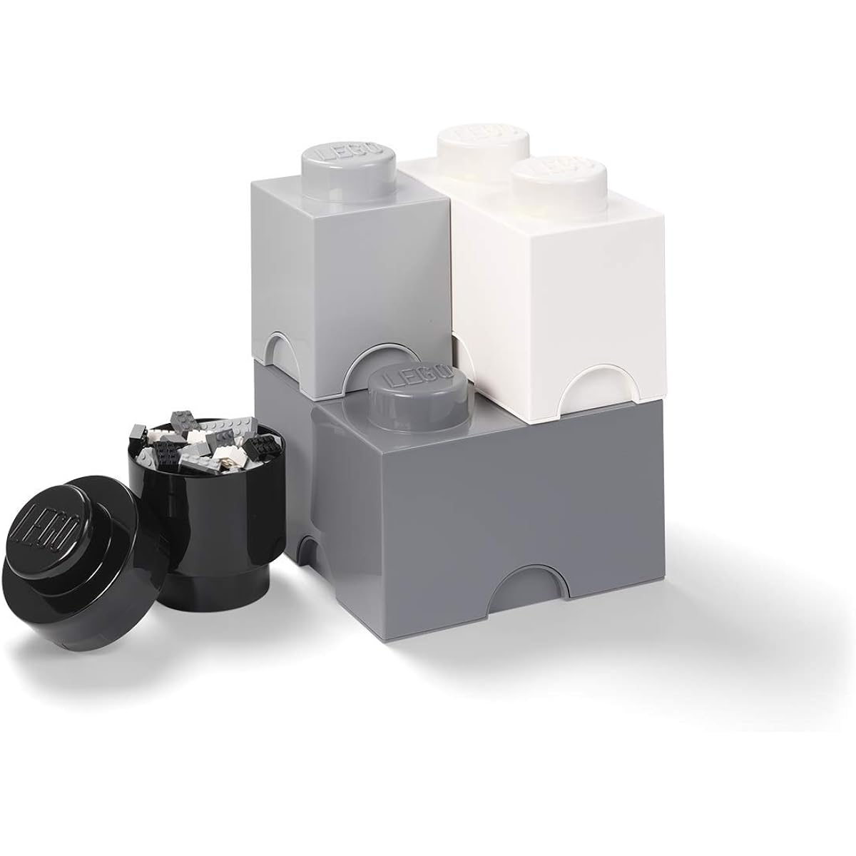 Room Copenhagen LEGO Storage Brick Multipack Four Pieces Mixed Medium Stone Gray/White/Dark Stone Gray/Black 40150003 Stackable