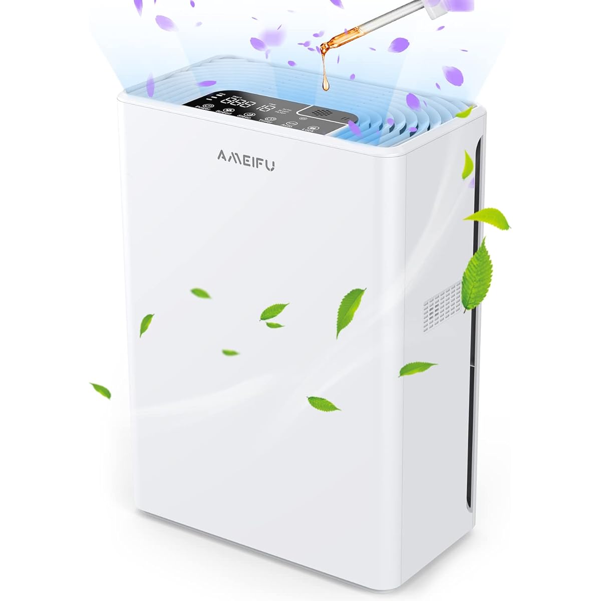 AMEIFU Air Purifier, 50 Tatami Mat, Pollen Protection, Strong Odor Elimination, 3 Stage Air Flow Setting, Deodorizing, Disinfecting, PM2.5 Automatic Detection, Aroma Compatible, Timer, Auto Mode,