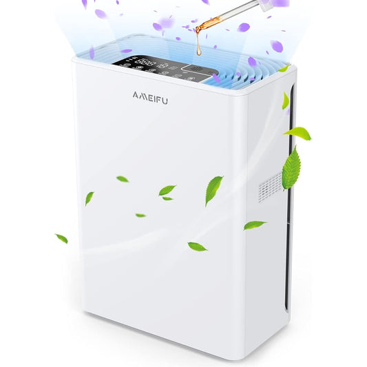 AMEIFU Air Purifier, 50 Tatami Mat, Pollen Protection, Strong Odor Elimination, 3 Stage Air Flow Setting, Deodorizing, Disinfecting, PM2.5 Automatic Detection, Aroma Compatible, Timer, Auto Mode,