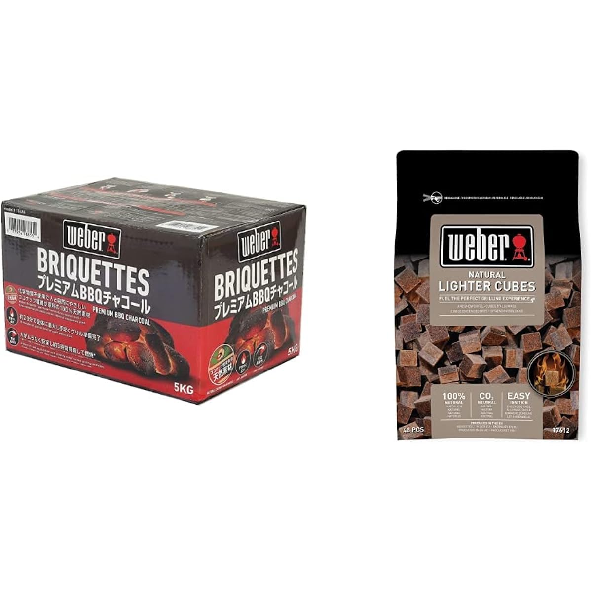 Weber Barbecue Stove BBQ Grill Fire Igniter 100% Natural Material Ignition Cubes 48 Pieces [Japanese Genuine Product]