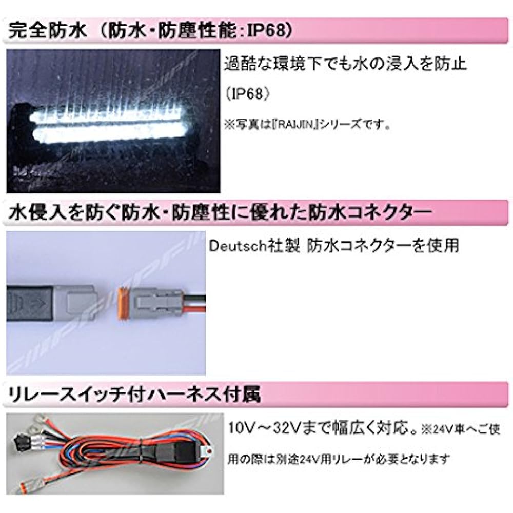 IPF fog lamp work light LED 2 inch square 2200lm (1,600cd) 6000K white light for 12V diffused light distribution 642WL-1