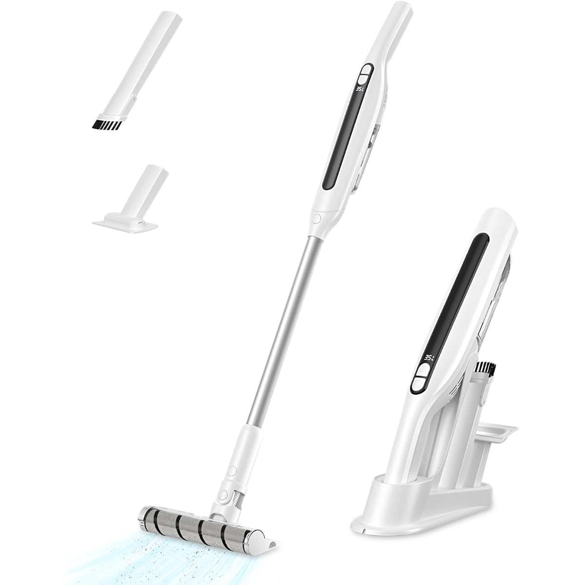 Roku-Etsu Vacuum Cleaner, Cordless Vacuum Cleaner, Lightweight, 2-Way Strong Suction, 16,000 Pa, Just Place and Charge, Stick Cleaner, Self-Propelled Head, Cordless Vacuum Cleaner, Includes
