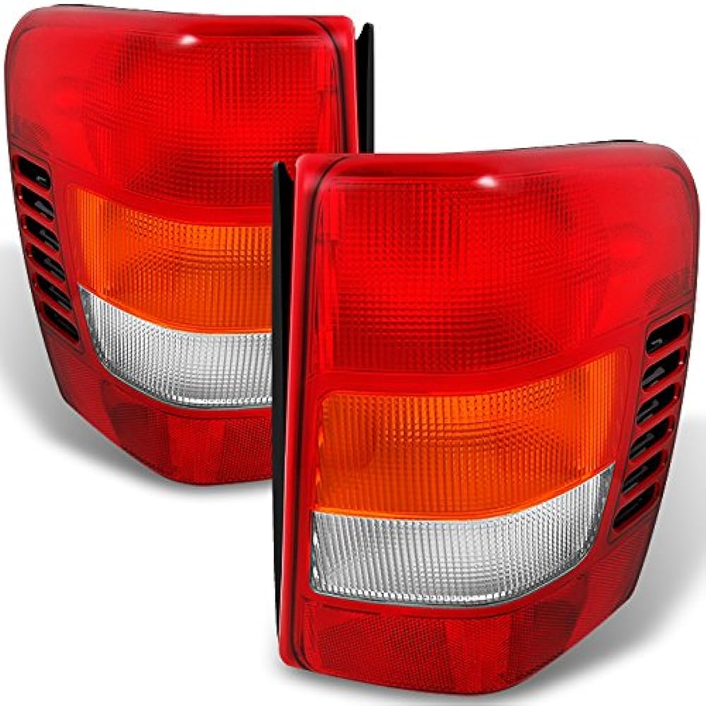 Red Ambertail Light Brake Lamp for Jeep Grand Cherokie, Driver Left+Passenger Seat Right replacement pair