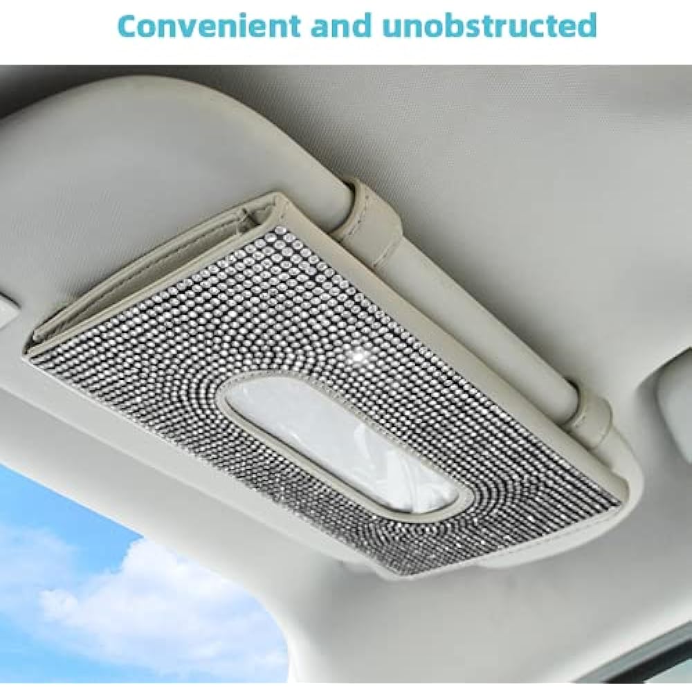 AOWIS Tissue Box Sun Visor Decoration Glitter Gift (Red)