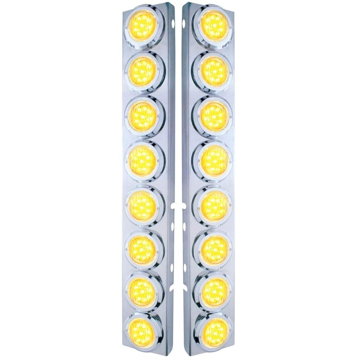 PeterBilt Front Air Cleaner Kit Flat LED Light 16 pieces and bezel with bezel -Amber LED/Clear Lens