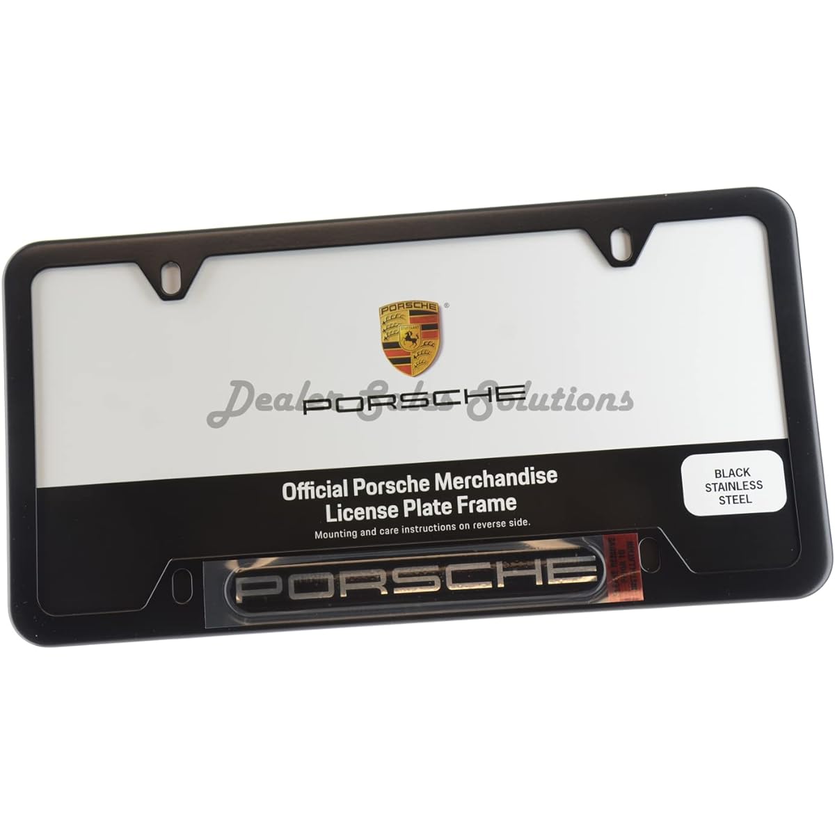 Genuine Porsche OEM Stainless Steel Name Plate License Frame -Mat Black Finish