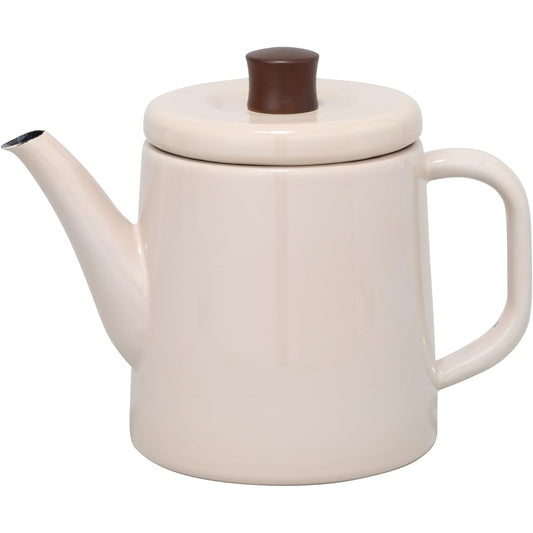 Nodahoro Enamel Kettle 1.5L IH Compatible Beige Made in Japan Pottle PTR-1.5K BE