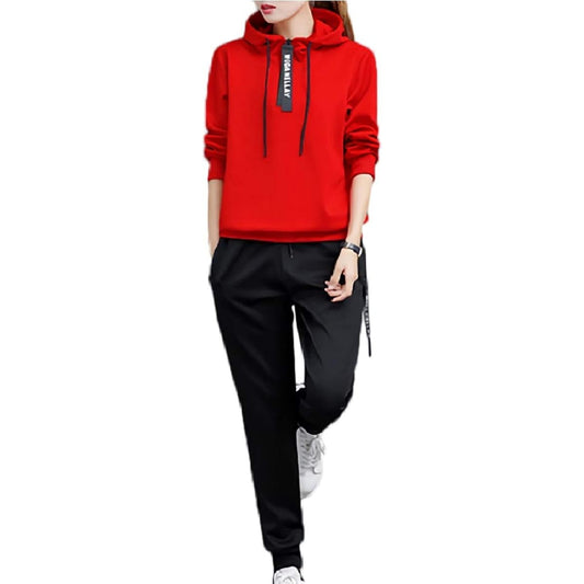 [Jirua] Women's Sweatshirt Hoodie Jersey Top and Bottom Set Training Sports Room Wear Bicolor #007