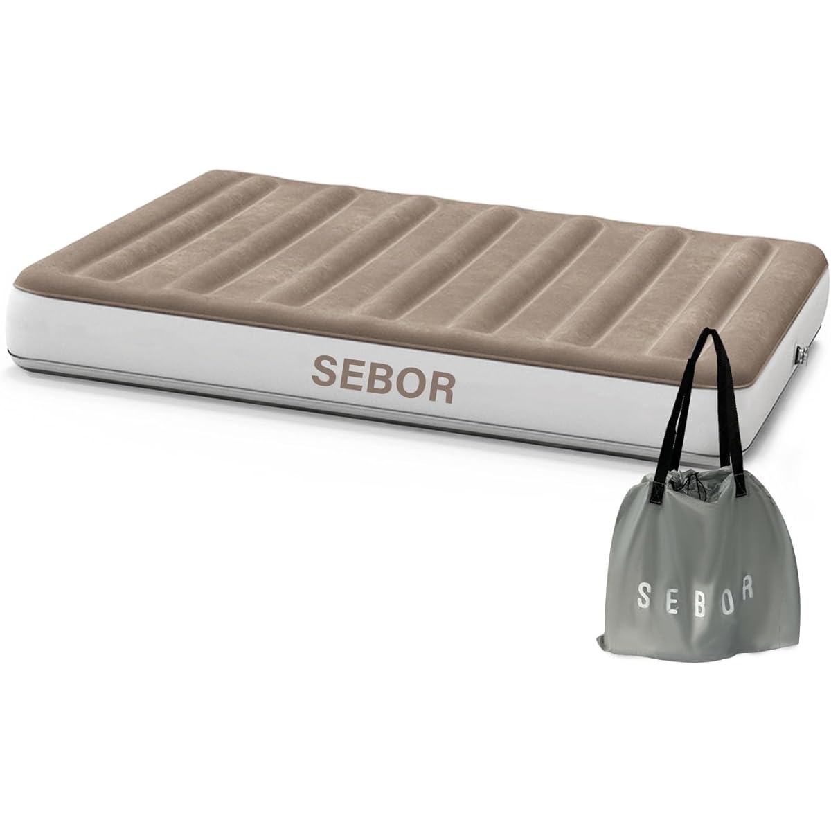 Sebor Premium Air Bed, Single Camping Air Mat, Compact Storage Inflator Air Mat for Camping, Comfortable Sleeping, Home, Guests, Disaster Prevention, Travel, 203 x 101 x 23 cm, Load Capacity 150kg