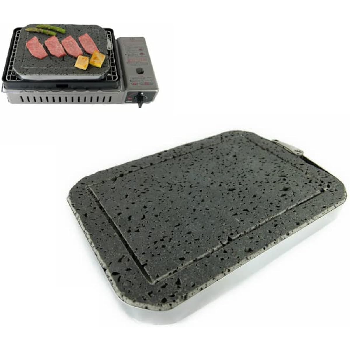Mihiro "Robata General Aburiya series common" Highly durable grooved lava plate 18 x 24 x 2 cm thick