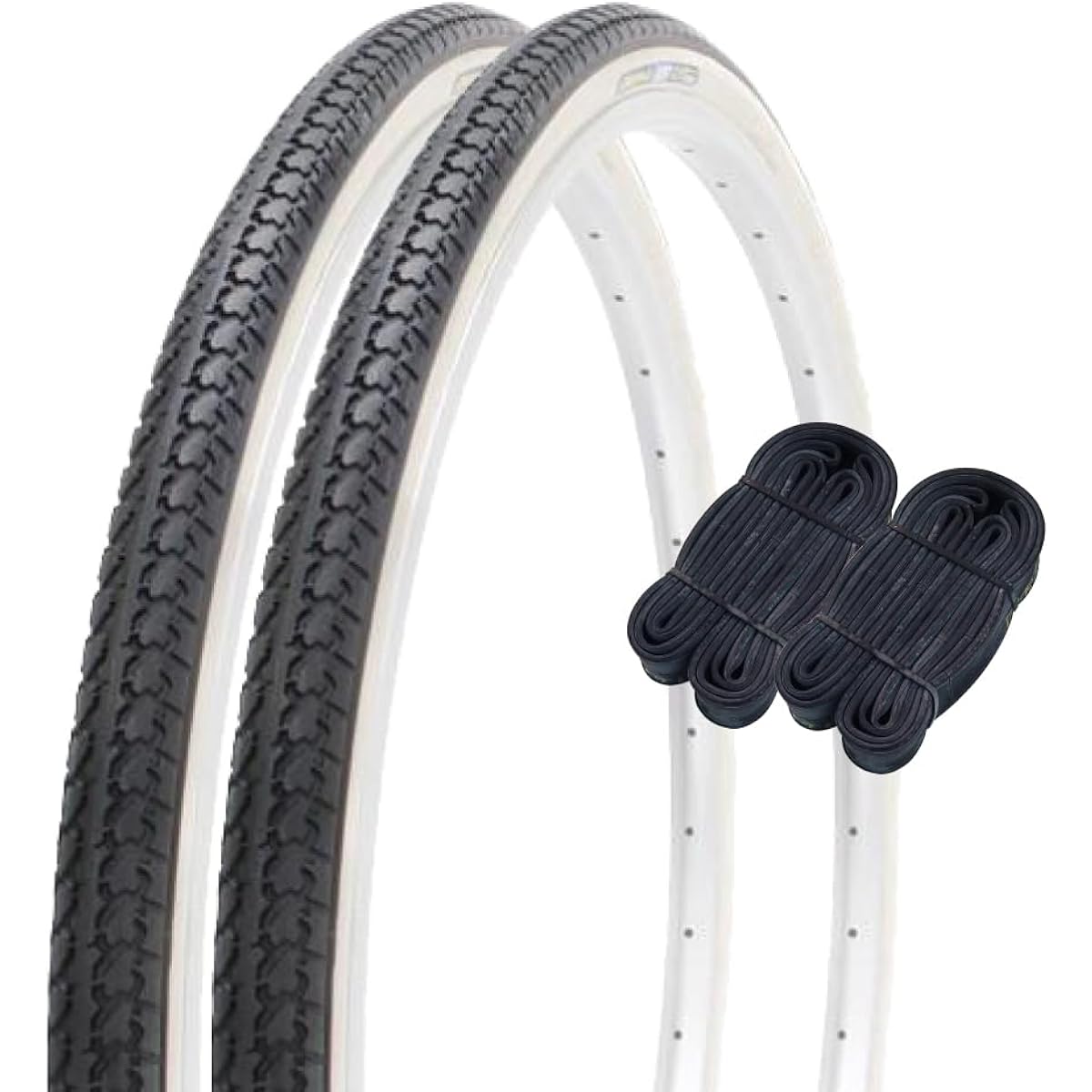 Shinko 24 inch bicycle tire tube set of 2 each pair roll DEMING L/T 24×1 3/8 black/white W/O SR199 60355