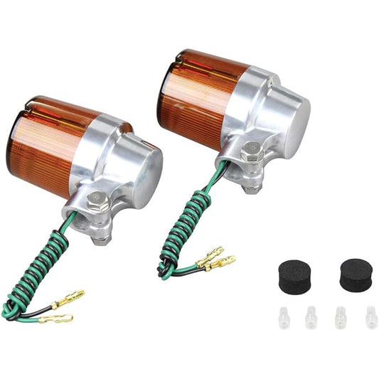 POSH Motorcycle Supplies Turn Signal Super Bike Type (2 Pieces) No Bulb Single Bulb Silver Body/Orange Lens 093031-23