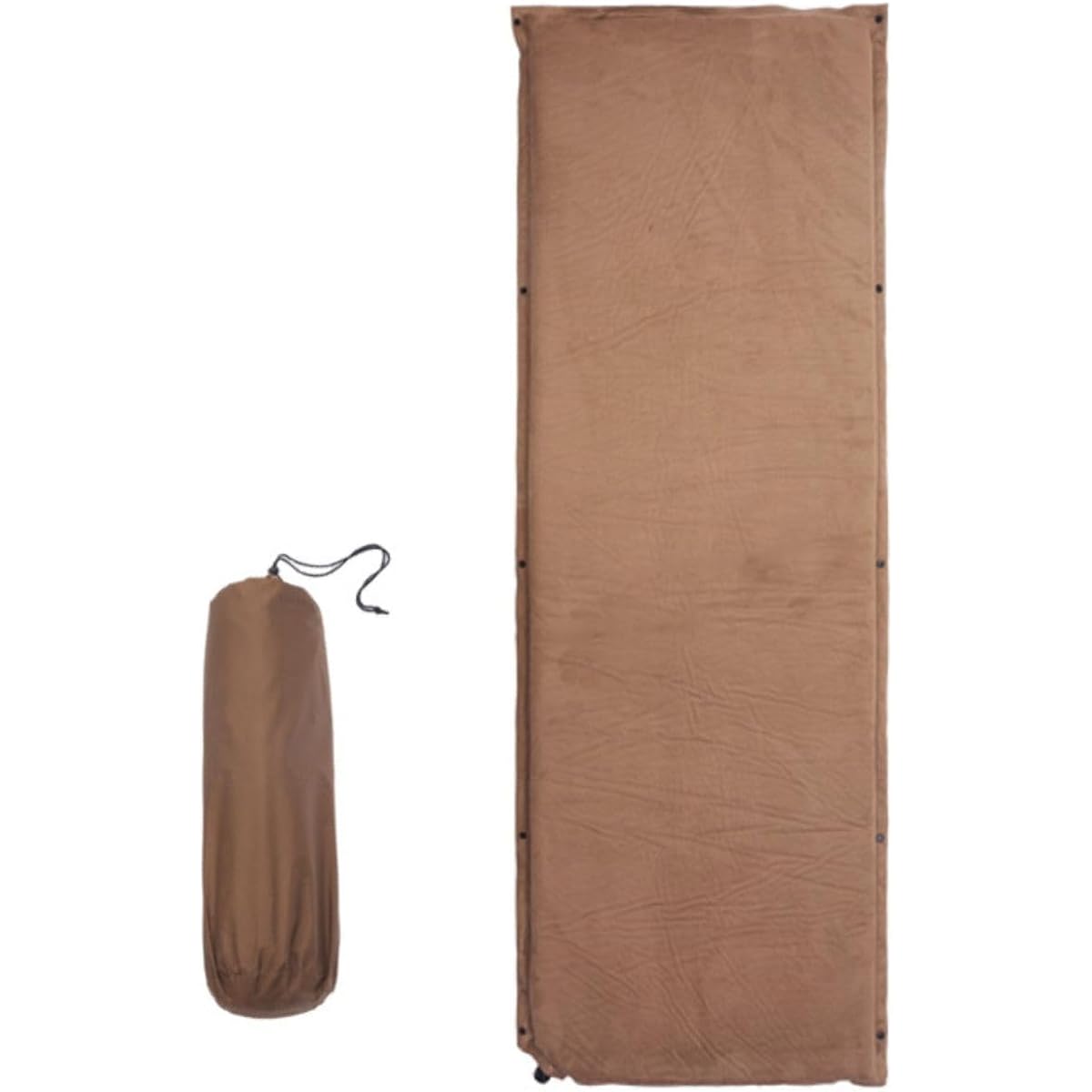 FUJIKAZE Plain Camping Mat, Car Sleeping Mat, Thickness 8cm, Inflator Mat, Suede Fabric, Warm, Winter Camping, Automatic Inflatable, Connectable, Storage Bag Included (Khaki)
