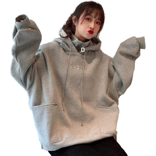 [Kuro & Ardor] Women's Hoodie Loose High Neck Hoodie Oversized Logo