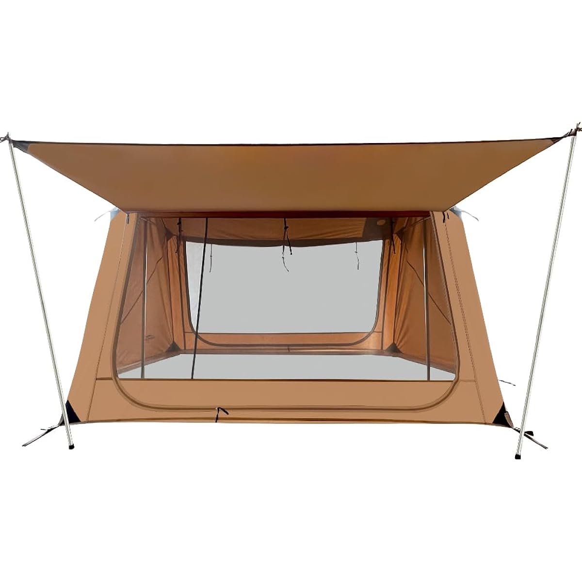 Soomloom T-shaped Military Tent TOOP Polycotton T/C Material Lightweight Comfort Camping Sunshade Polycotton Dark Shade Heat Shielding/Fireproof/Flame Retardant/Durable Camping Outdoor Shelter